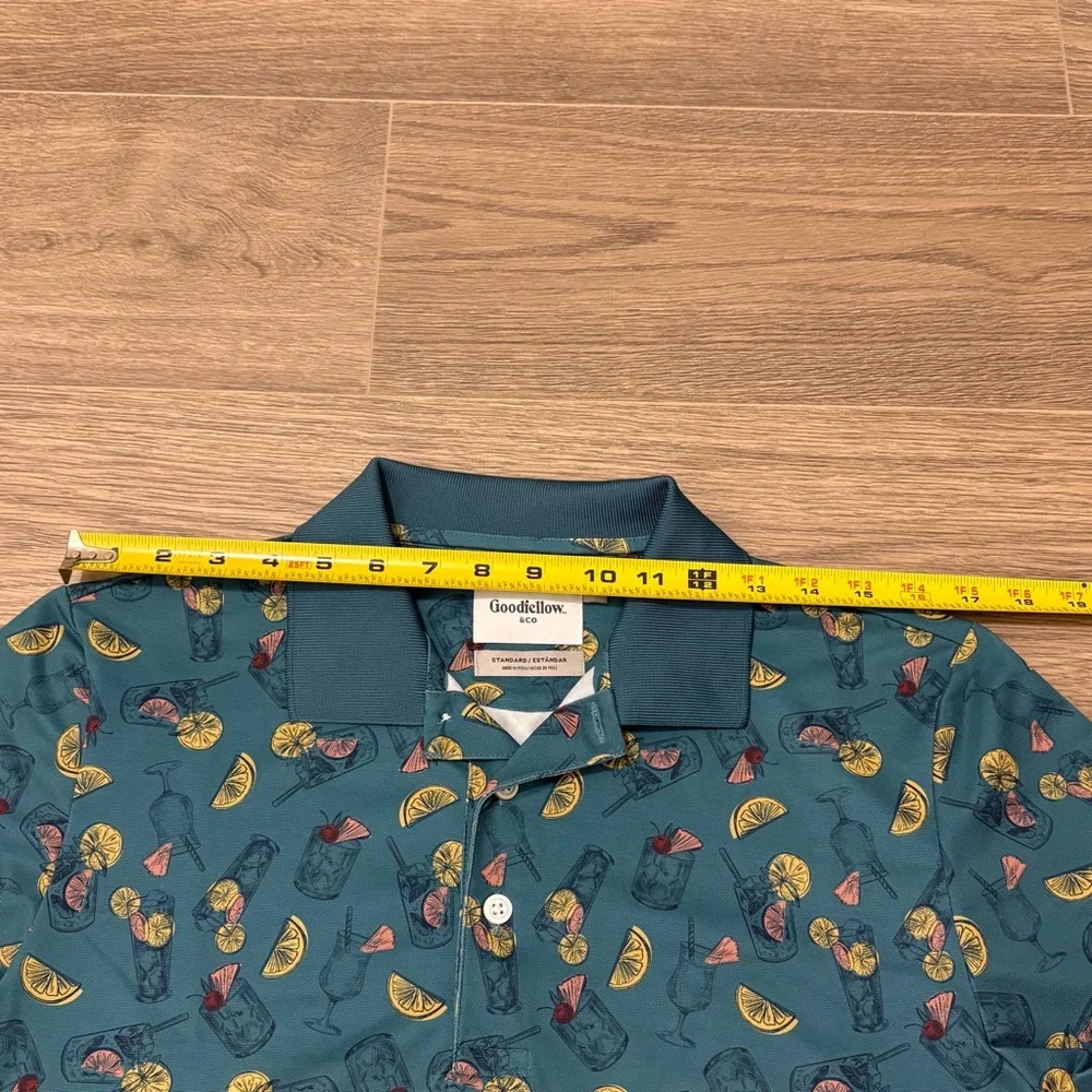 Goodfellow & Co Men's‎ Teal and Yellow Patterned Polo